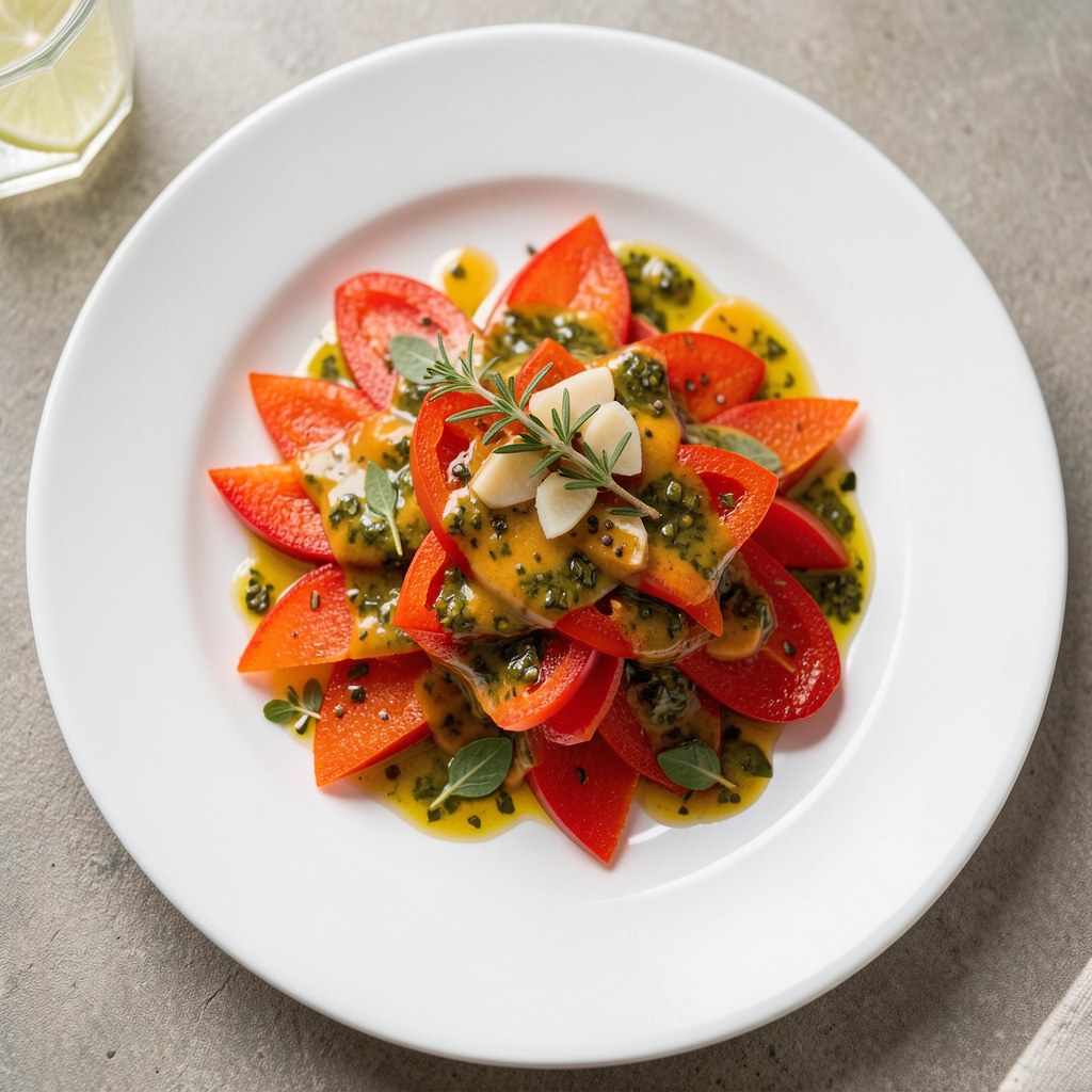 Surówka z papryki z ziołowym sosem winegret