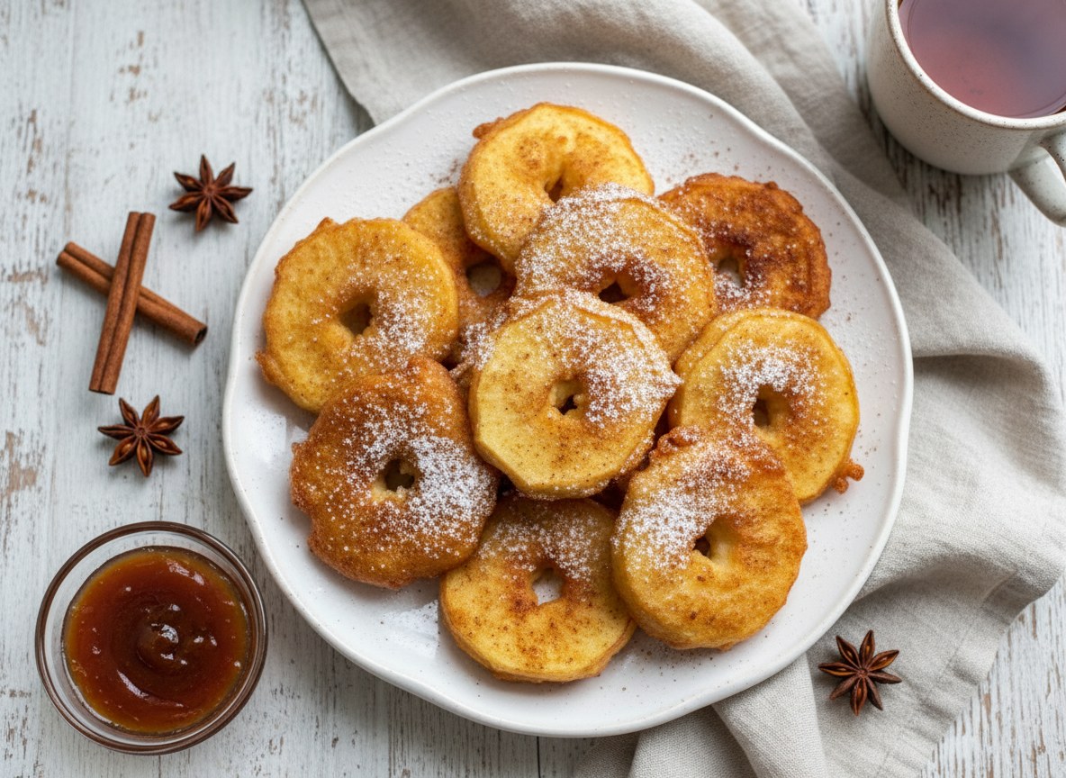 Chrupiące jabłka w cięście aromatyzowane cynamonem