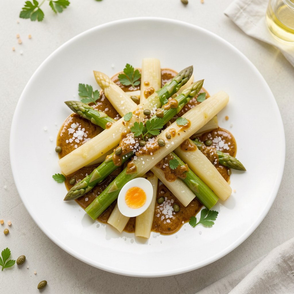 Szparagi z sosem winegret