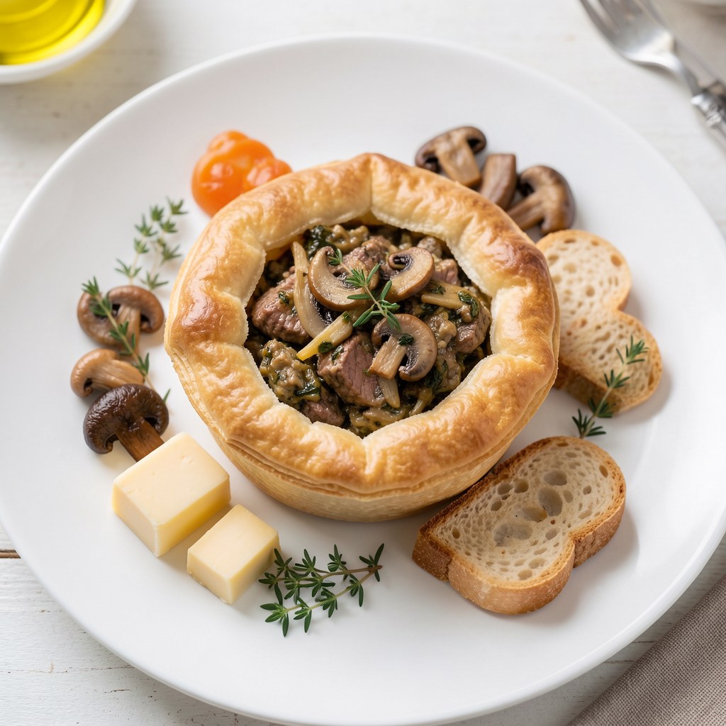 Polędwica wołowa w cieście francuskim z farszem pieczarkowo ziołowym