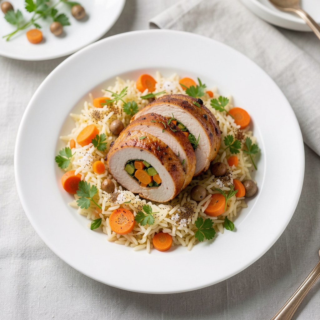 Faszerowane piersi z kurczaka na smakowitej ściółce