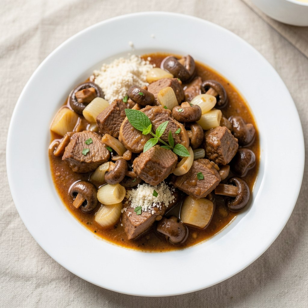 Gulasz wieprzowy z pieczarkami