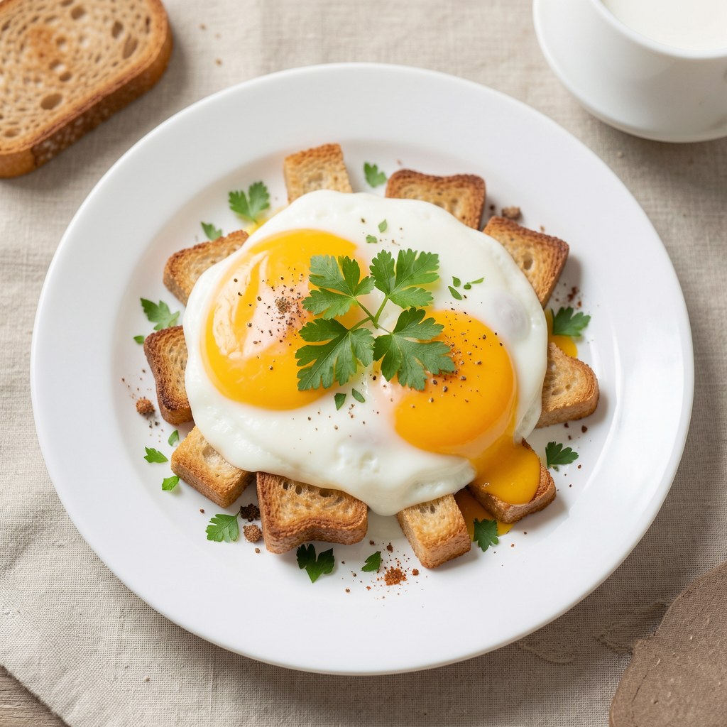 Jajecznica z serem i grzanąkami