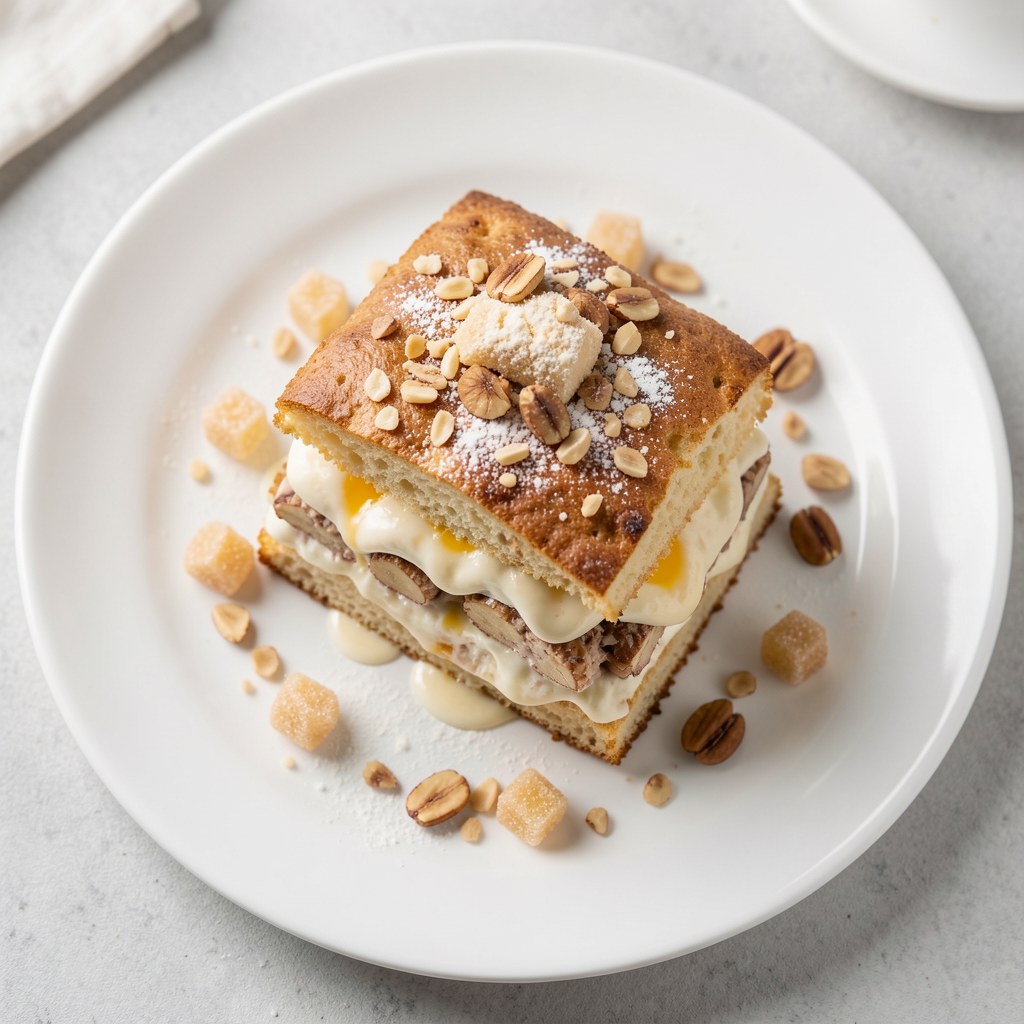 Pacek z masą orzechową i bezami