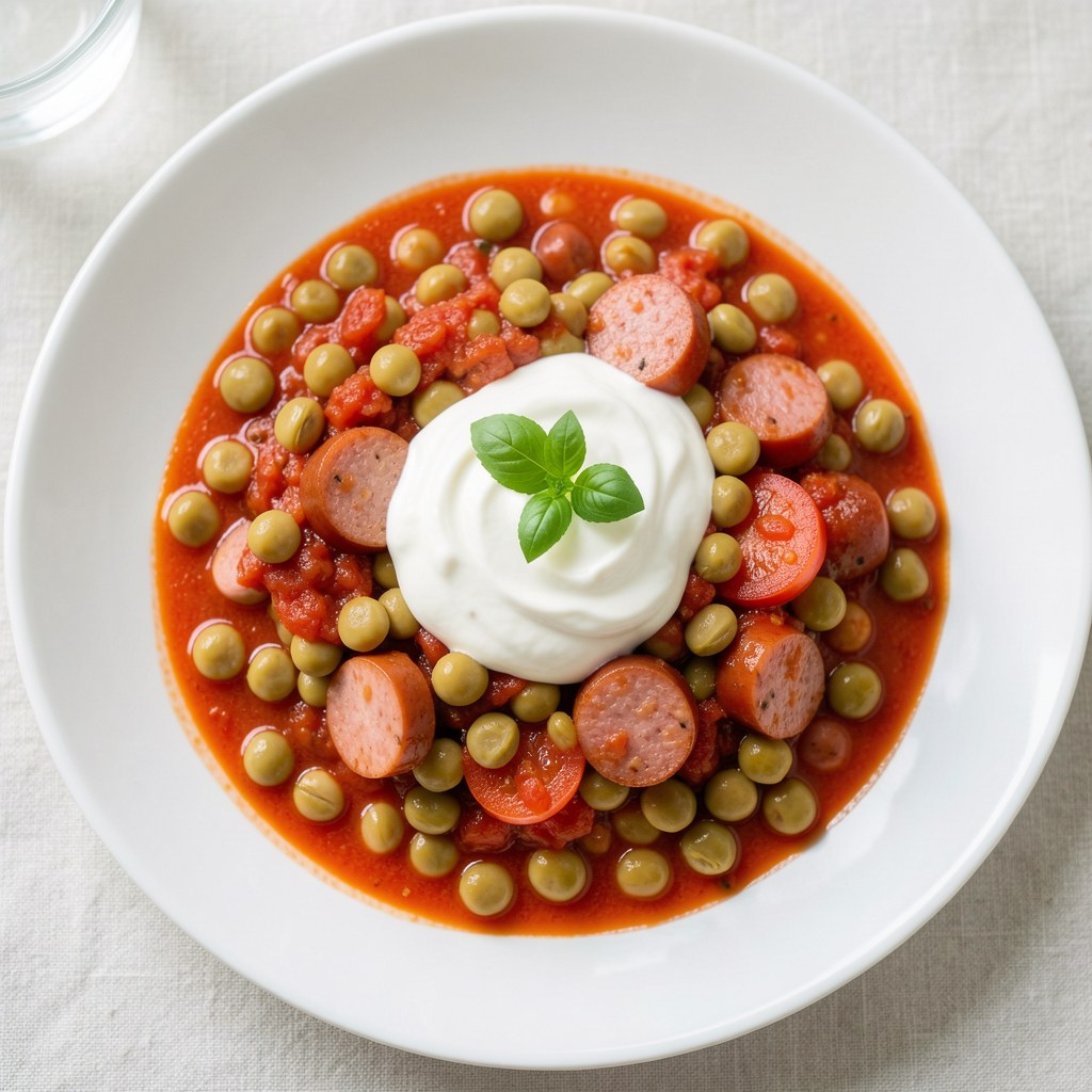 Fasolka z kiełbasą i pomidorami