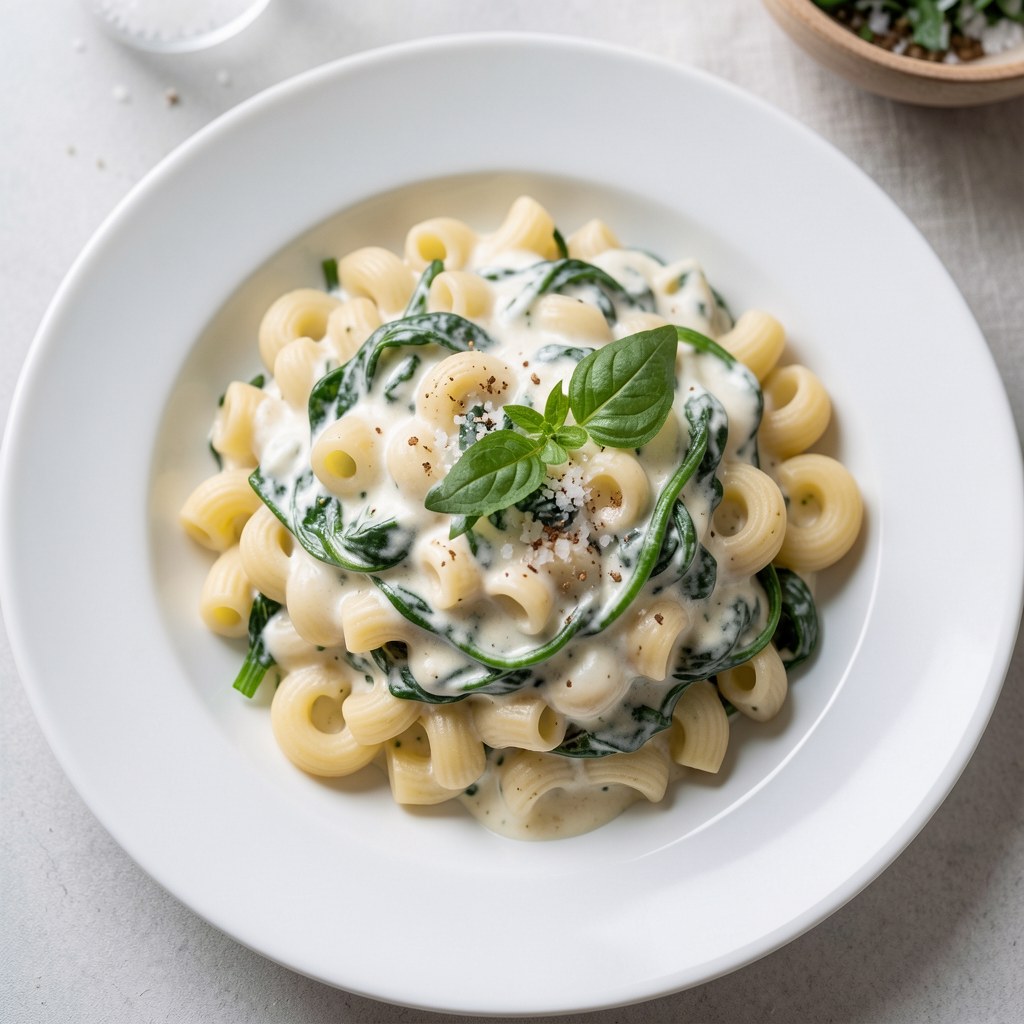 Makaron ze szpinakiem i sosem śmietanowym