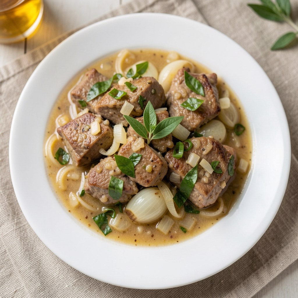 Żeberka cielęce w cebuli