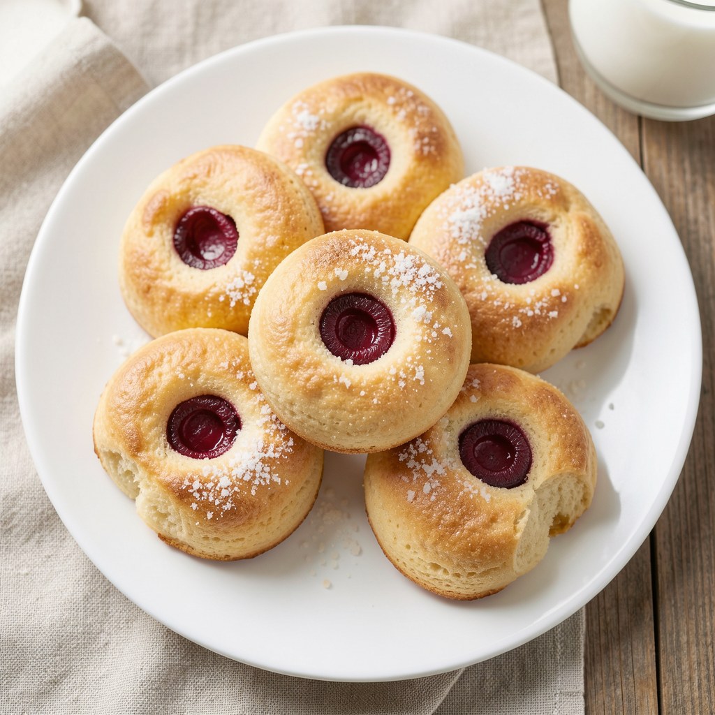 Drożdżowe ciasteczka z wiśniami