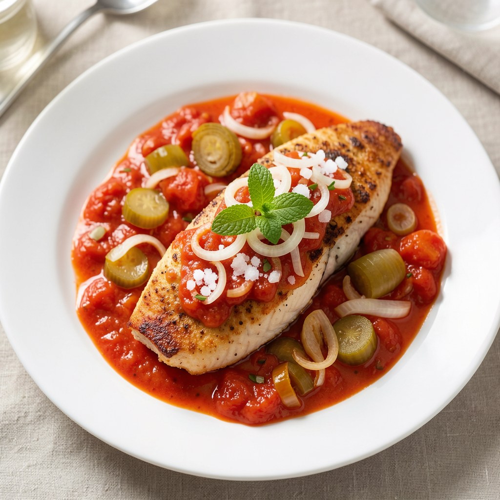 Filet rybny w sosie pomidorowym