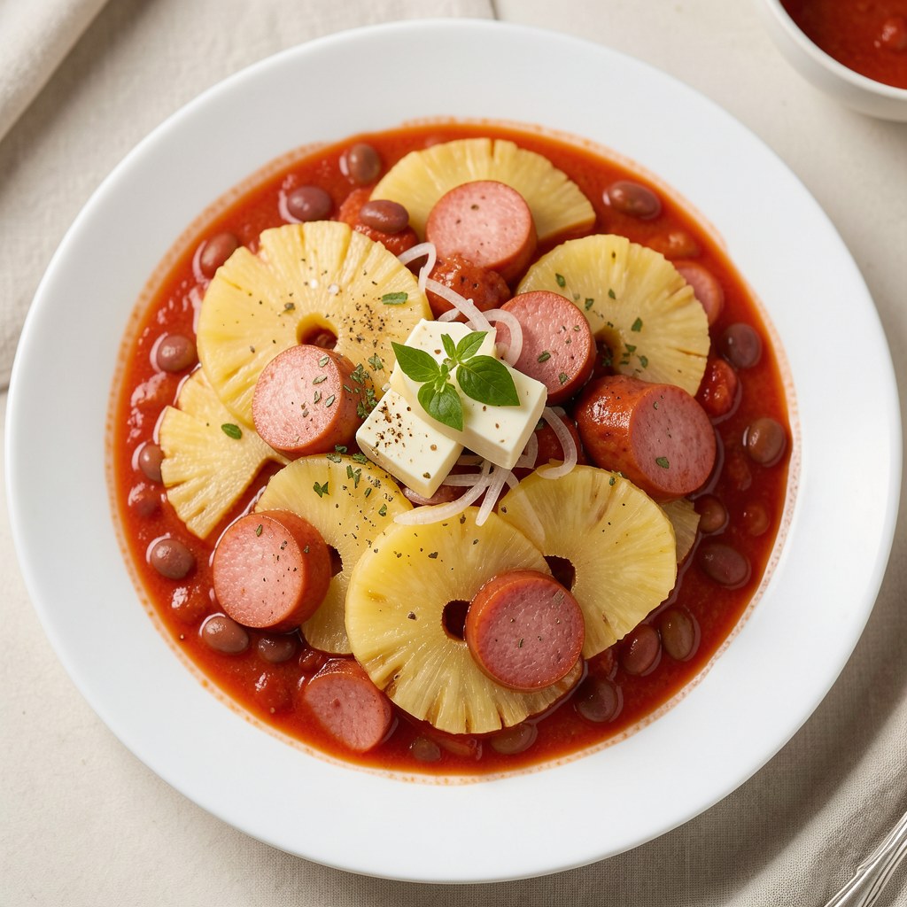 GULASZ ANANOSOWY Z KIEŁBASĄ