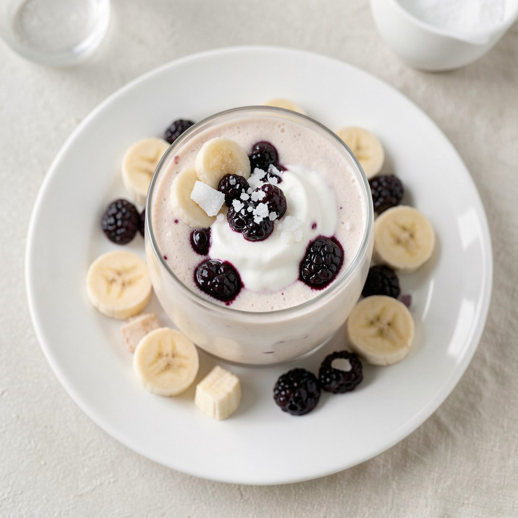 Koktajl bananowy z sokiem z czarnej porzeczki