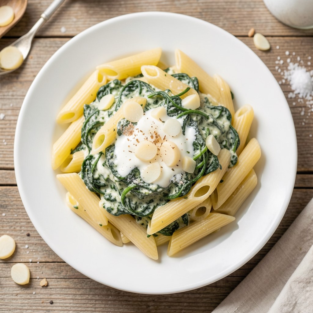 Penne ze szpinakiem