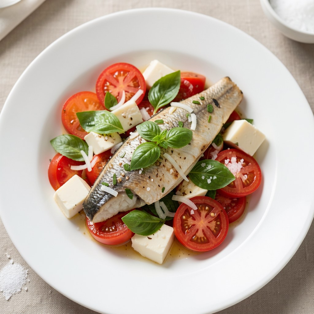 Dorsz na parze z bazylia i pomidorami