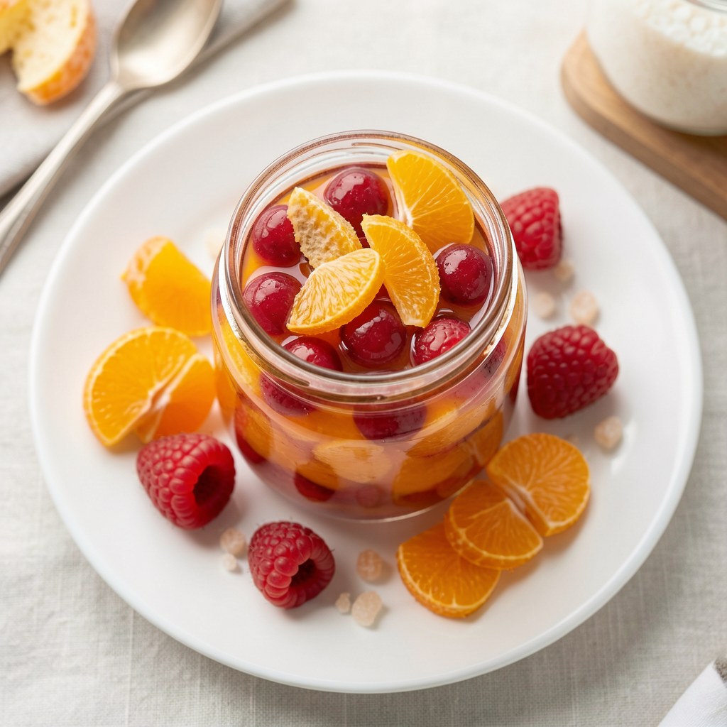 Kompot z truskawek z dodatkiem skórki pomarańczowej