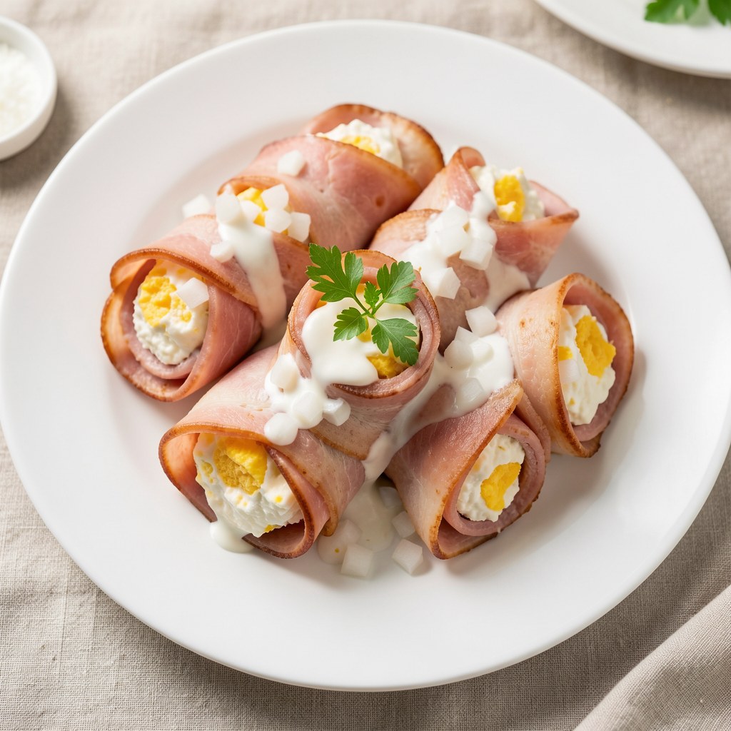 Roladki z szynki z chrzanem