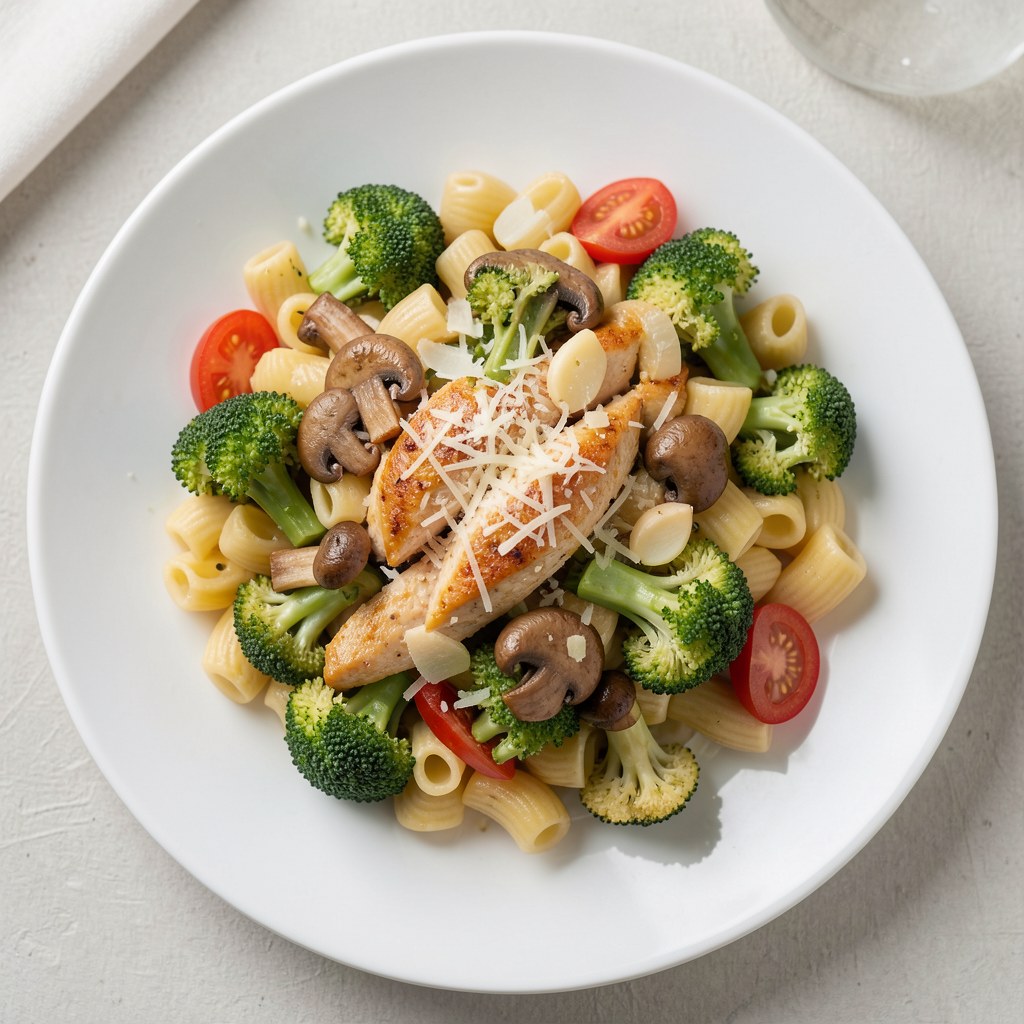 Makaron z kurczakiem i brokułami