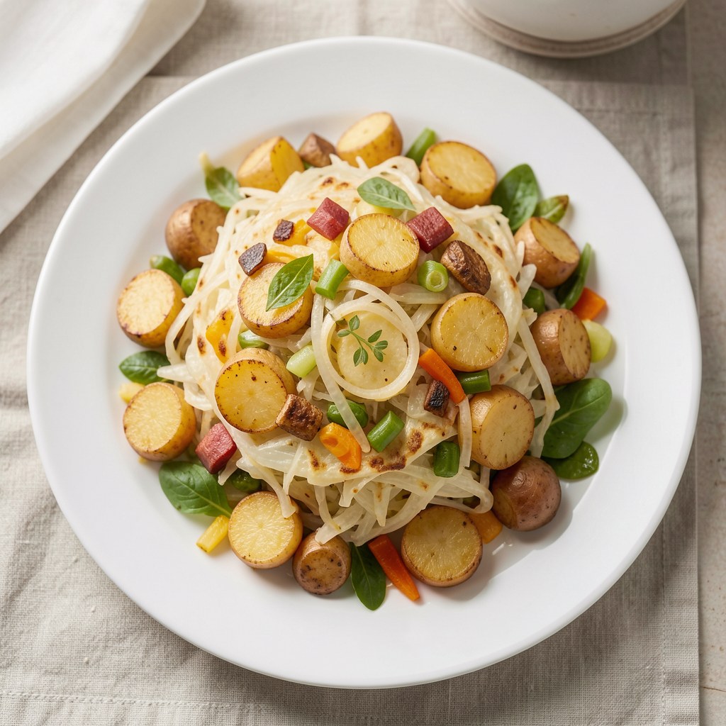 Zapiekanka z kapusty, młodych ziemniaków i jarzyn