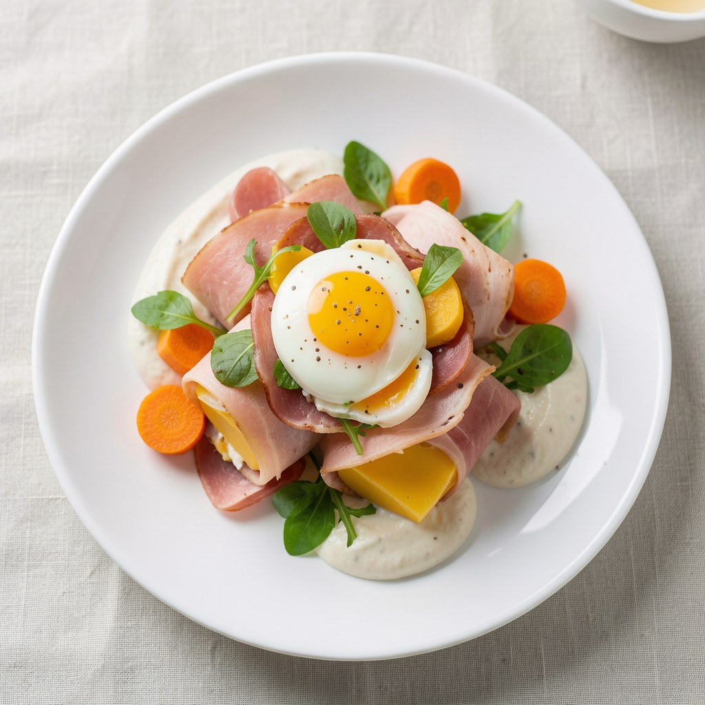 Expresowa przekąska z jajka, wędliny i sera