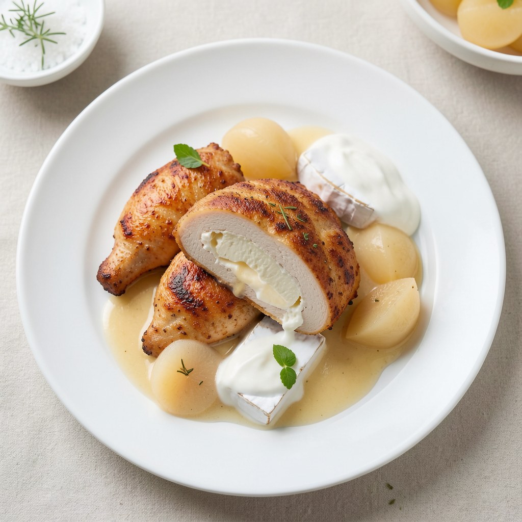 Pierś kurczaka z brie na sosie gruszkowym