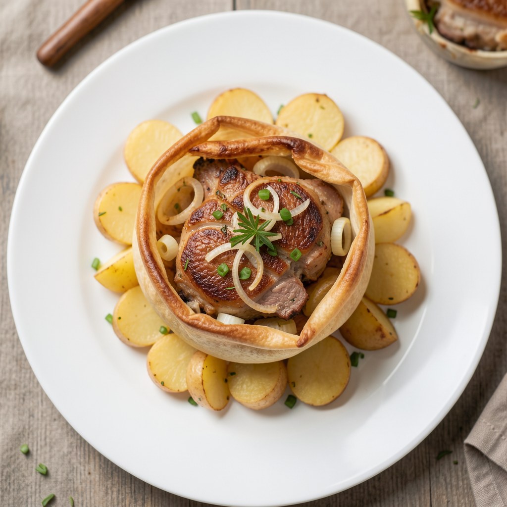 Karczek pieczony z ziemniakami i cebulką