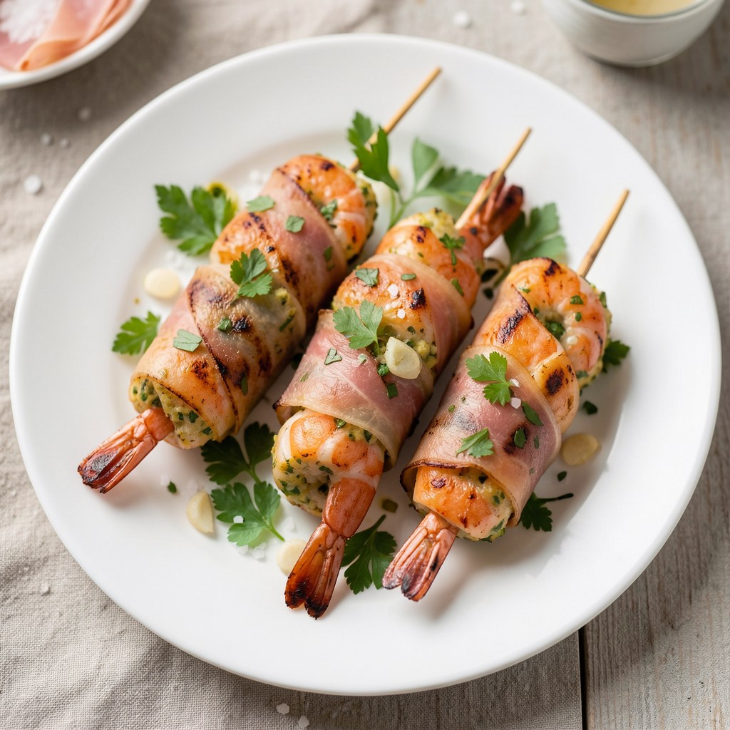Szaszłyki krewetkowe po chorwacku