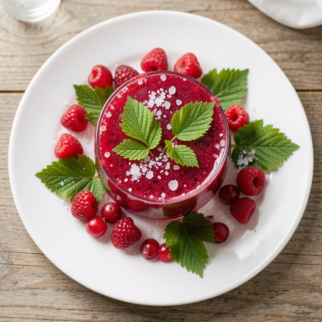 Sok z malin z lisciami