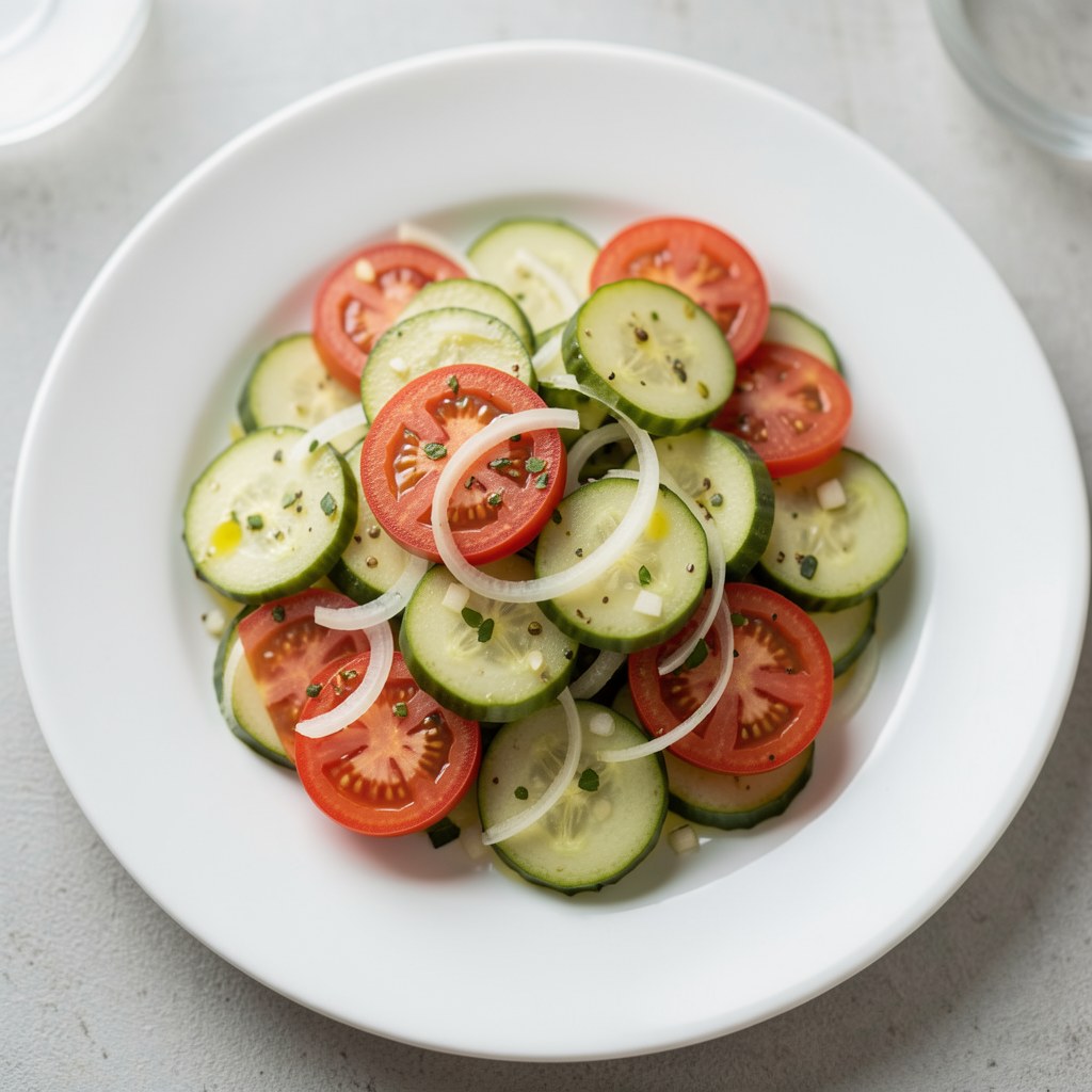 Salatka z ogórków kwaszonych i pomidorów