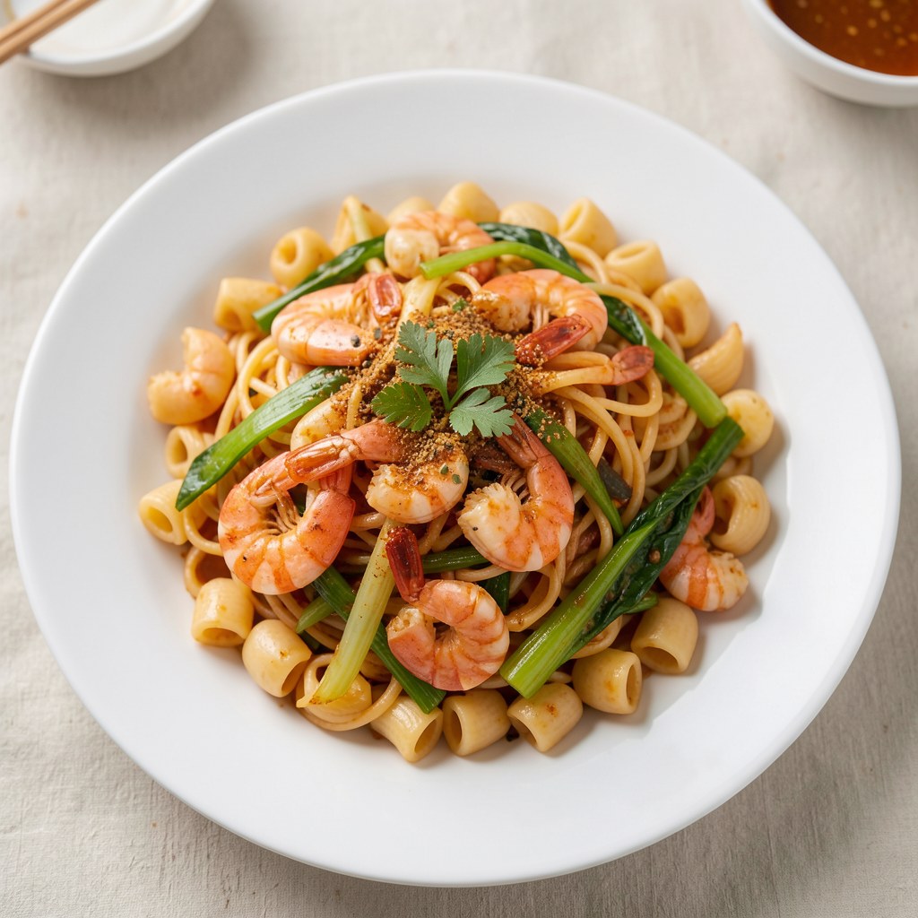Makaron chiński z krewetkami