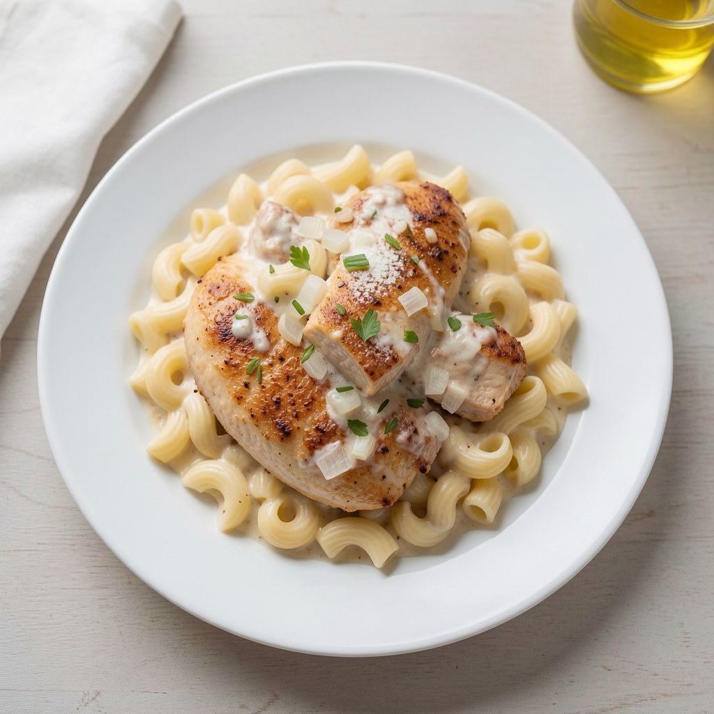 Kurczak z makaronem w sosie śmietanowym