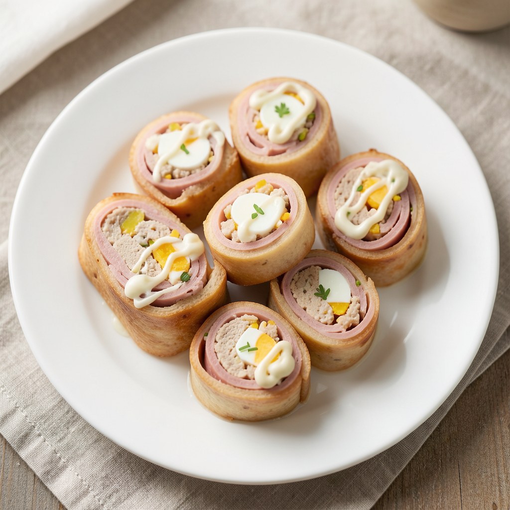 Roladki z szynki konserwowej