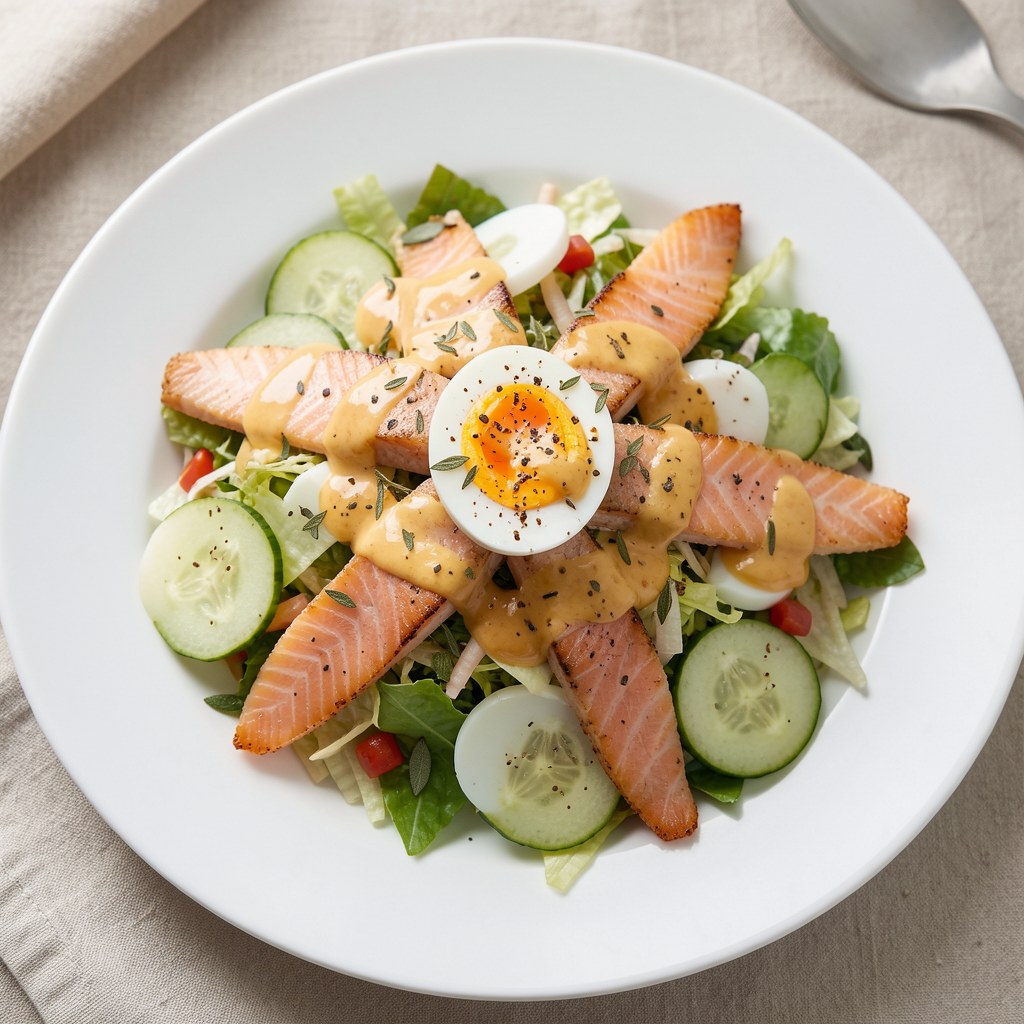 Sałatka z wędzonym łososiem