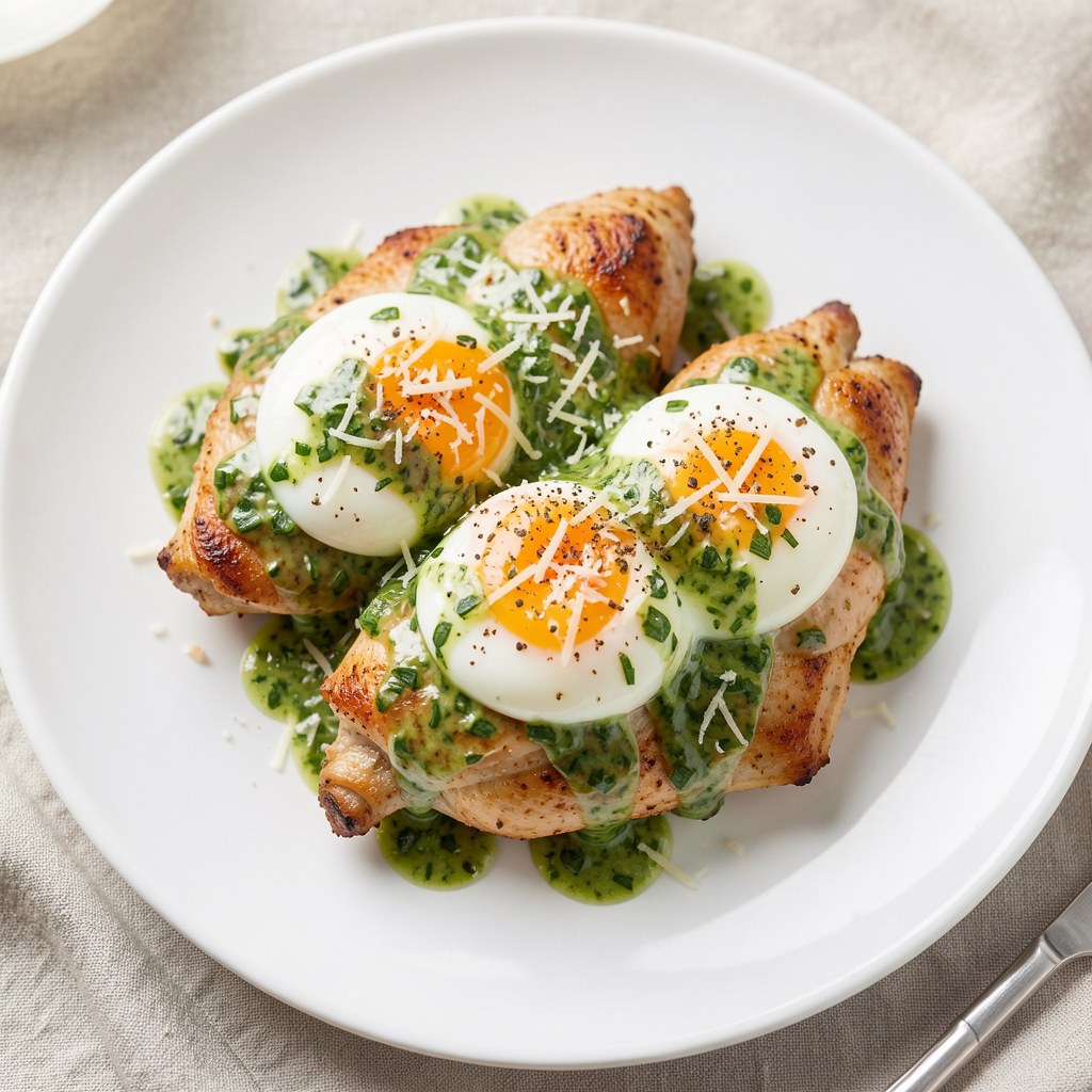 Jajka sadzone z kurczakiem