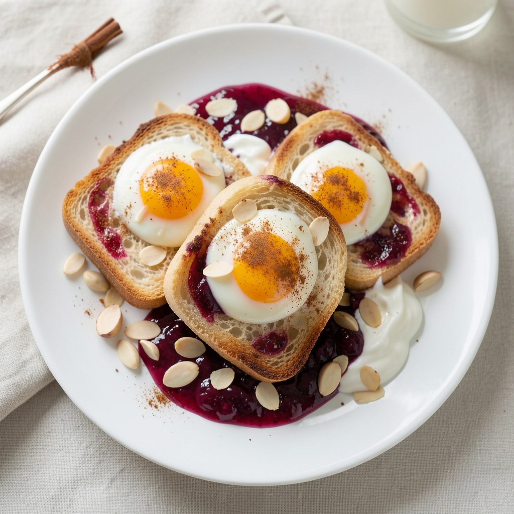 Grzanki z konfiturą i migdałami