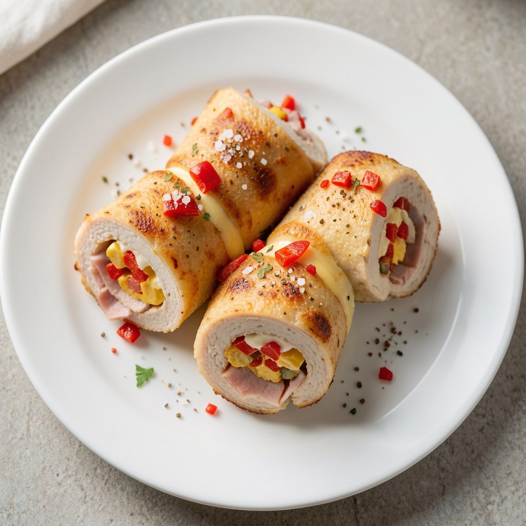 Roladki z serem, papryką i szynką