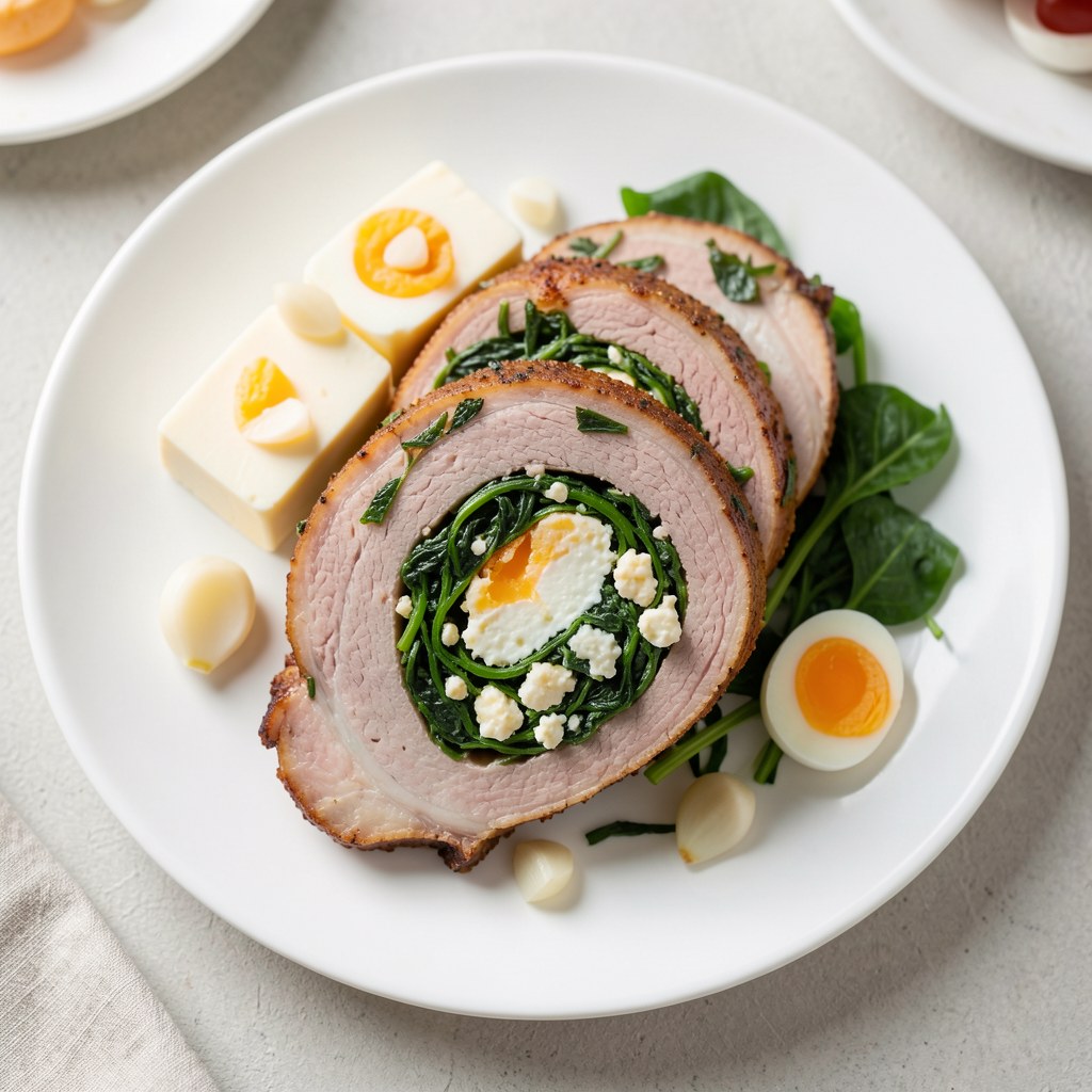 Schab nadziewany szpinakiem