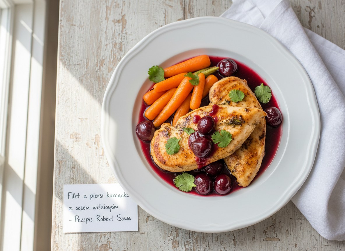 Filet z piersi kurczaka z sosem wiśniowym