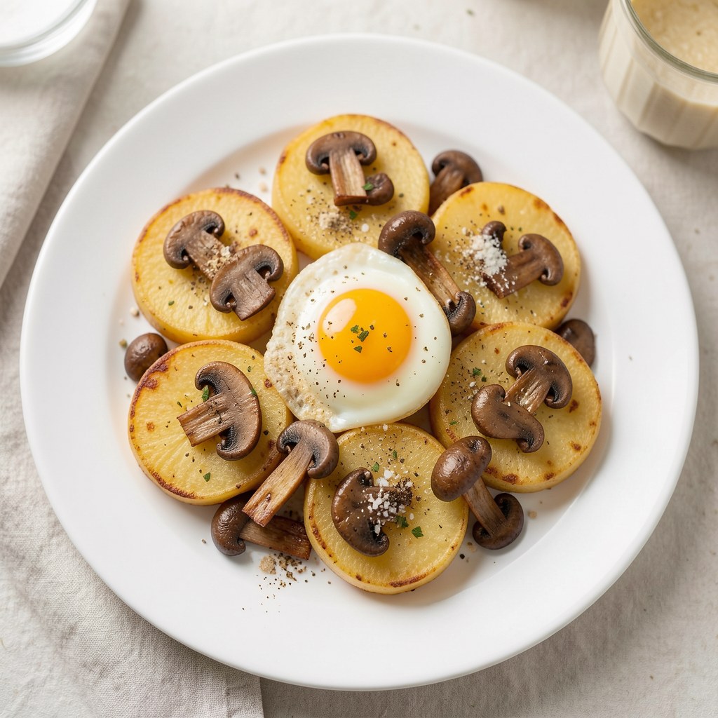 smażone ziemniaczki z pieczarkami