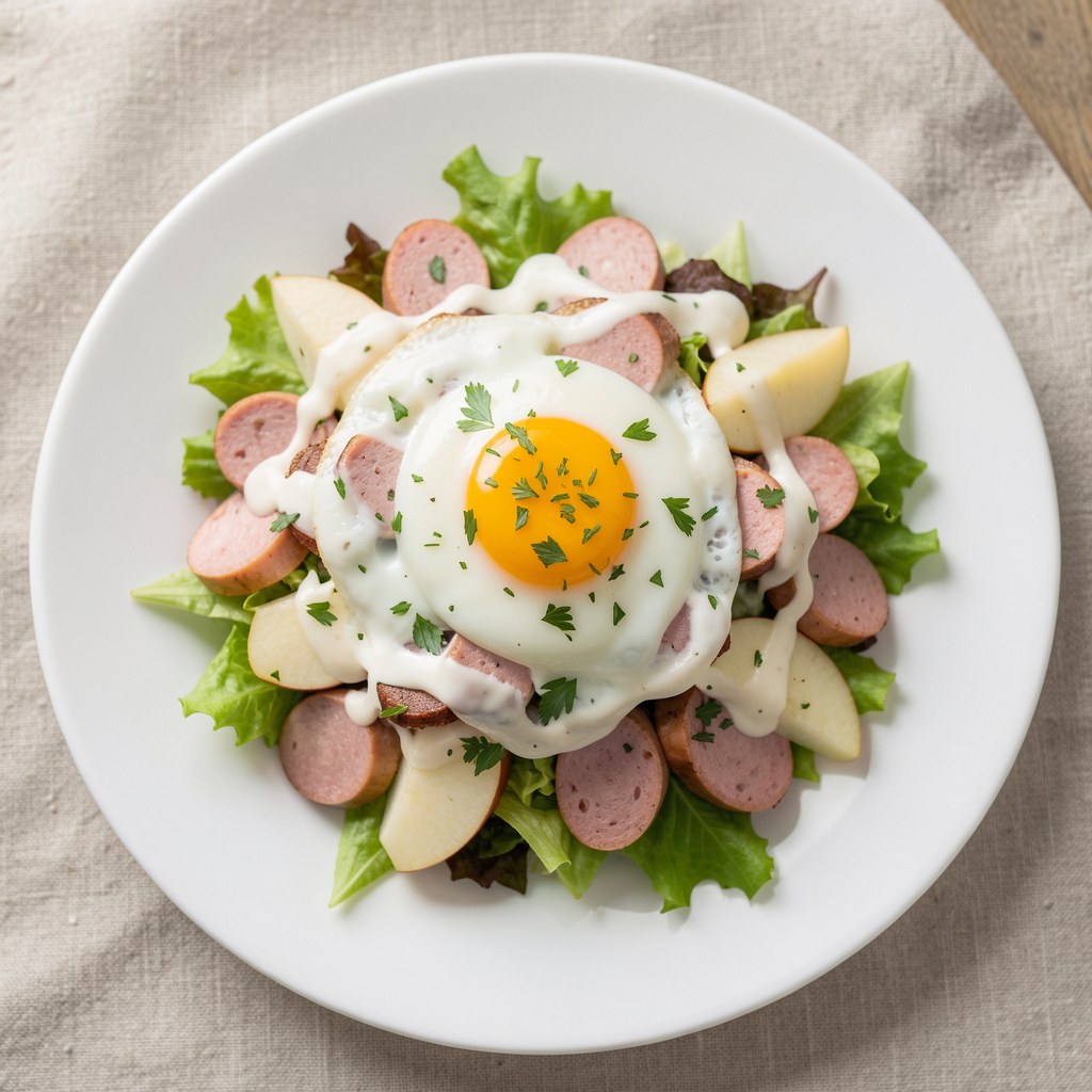 Jaja z białą kiełbasą