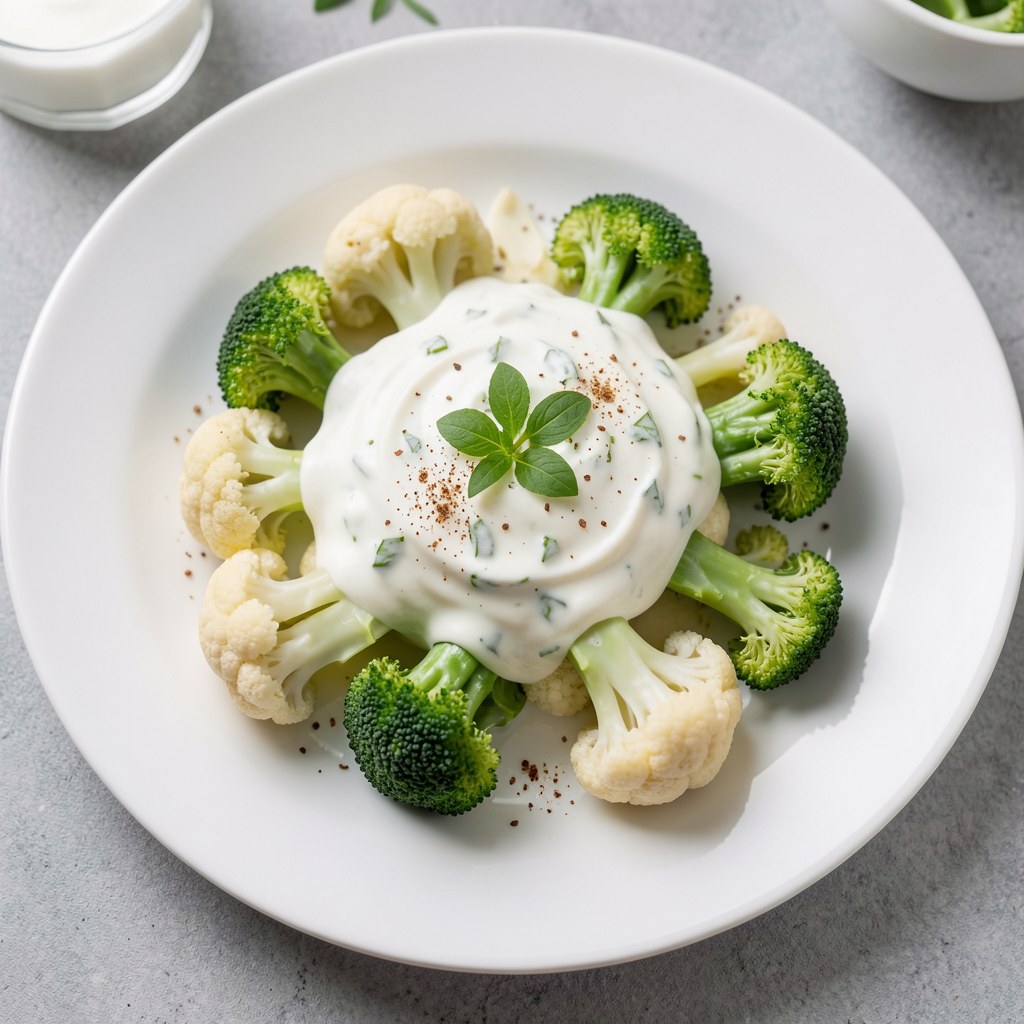 Kalafior i brokuły z kremem szczypiorkowym