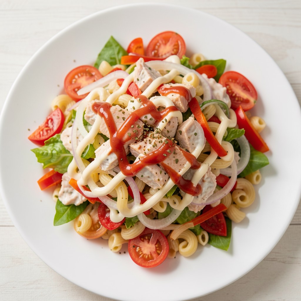 sałatka z tuńczykiem i makaronem ryżowym