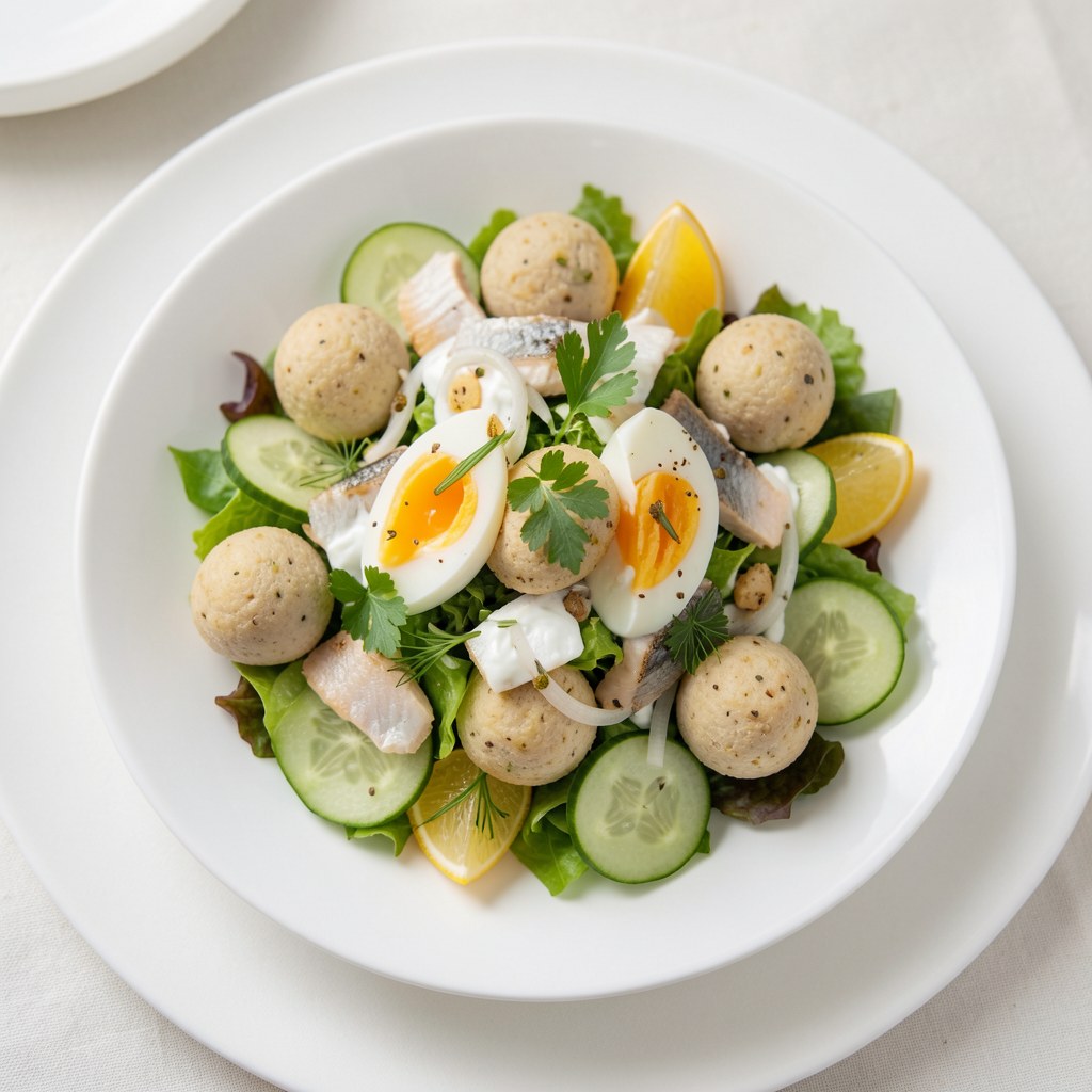 Kulki rybne na sałatce