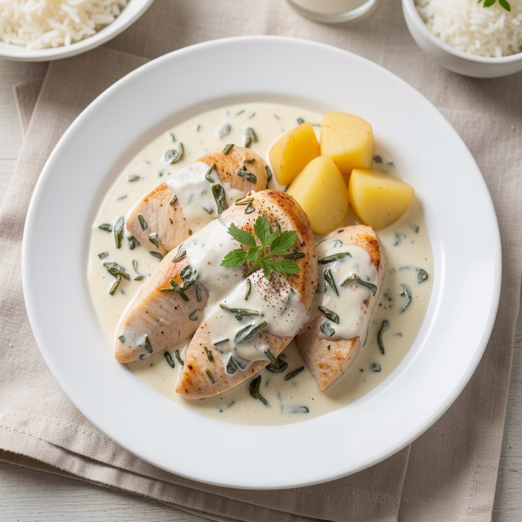 Pierś z kurczaka w sosie koperkowym