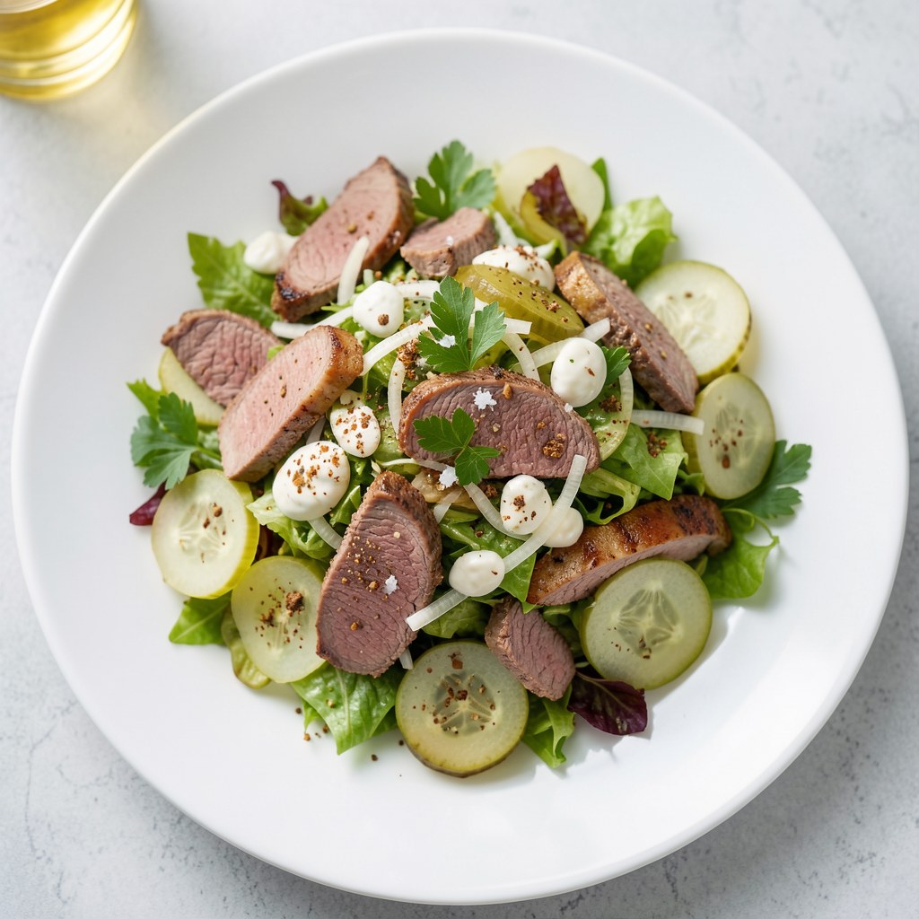 Sałatka z wołowiną i ogórkami