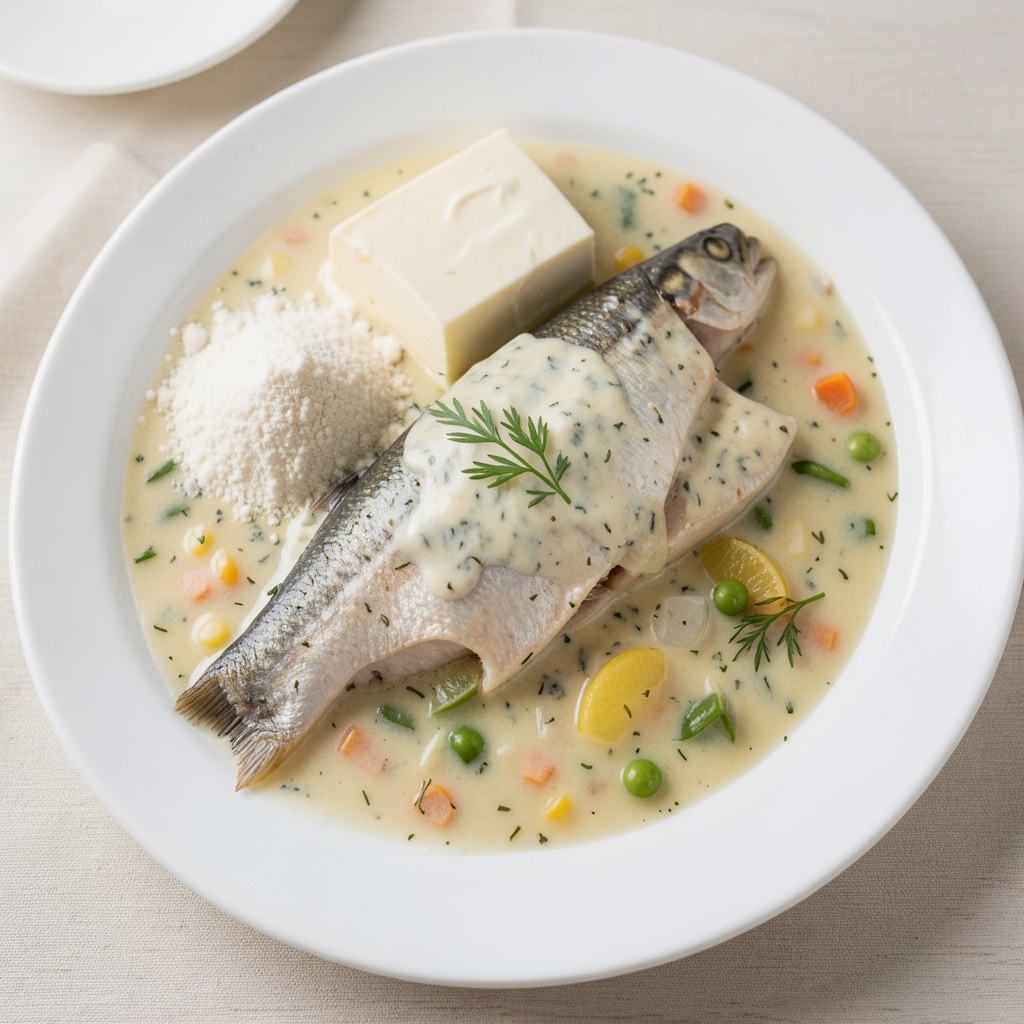 Wegorz w sosie koperkowym