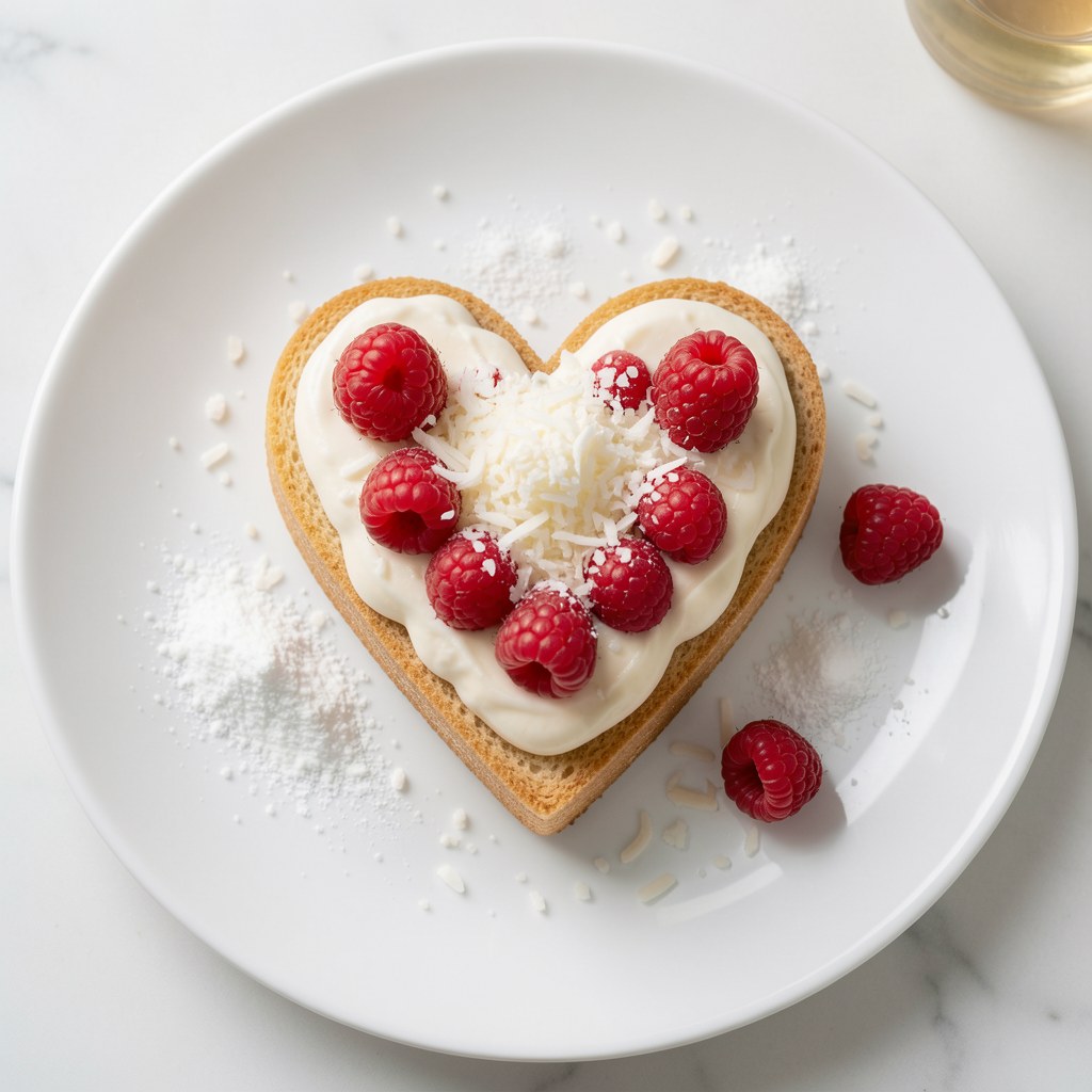 Śmietankowe serce z truskawkami