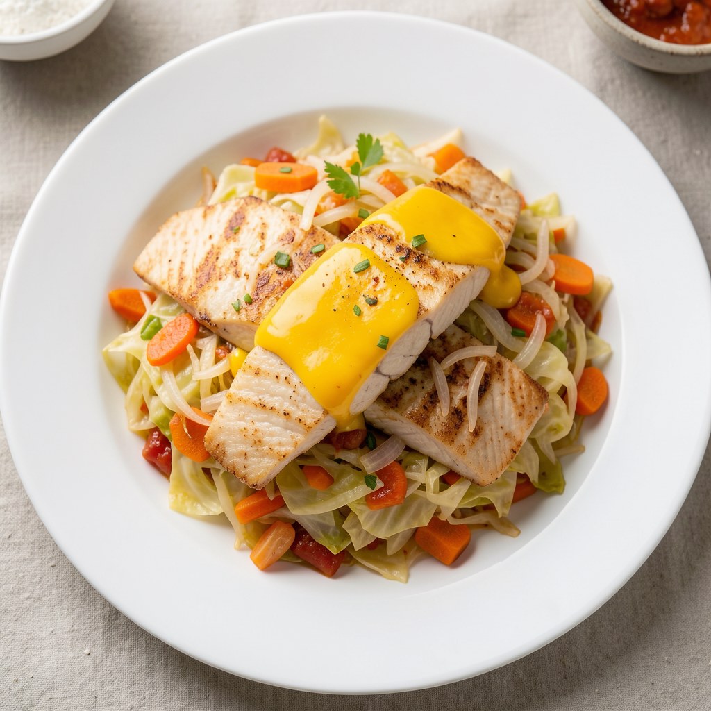 Ryba z serem na kapuście