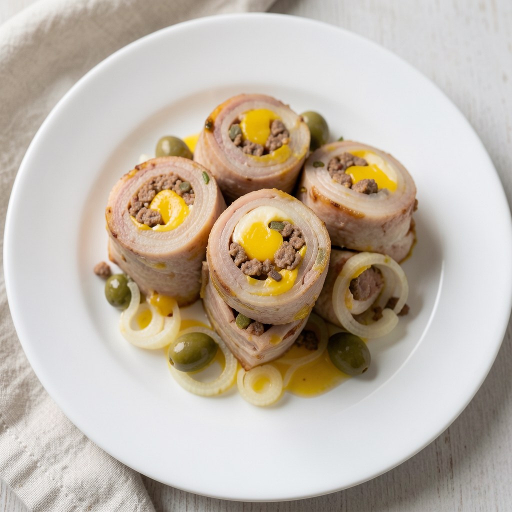 Zawijąńce z polędwicy wieprzowej z farszem serowo-cebulowym