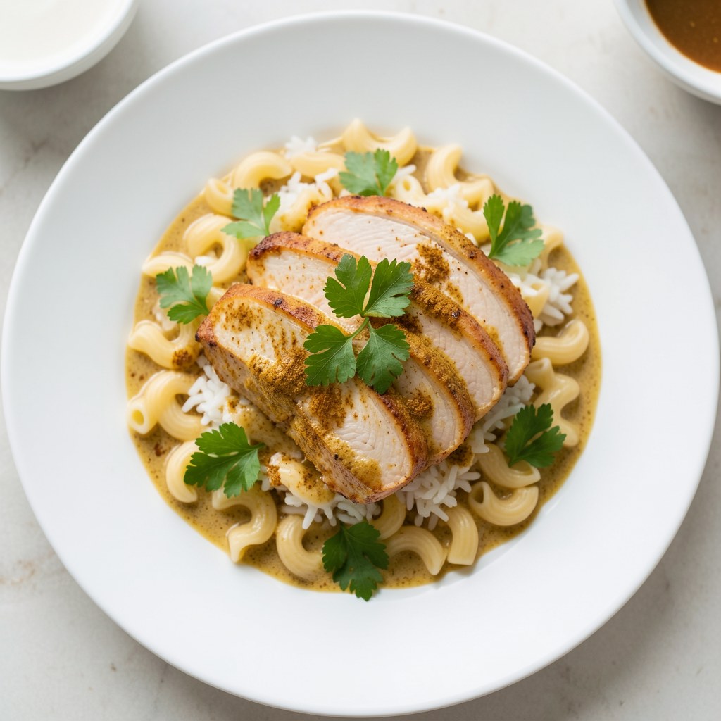 Kurczak w sosie serowym z curry