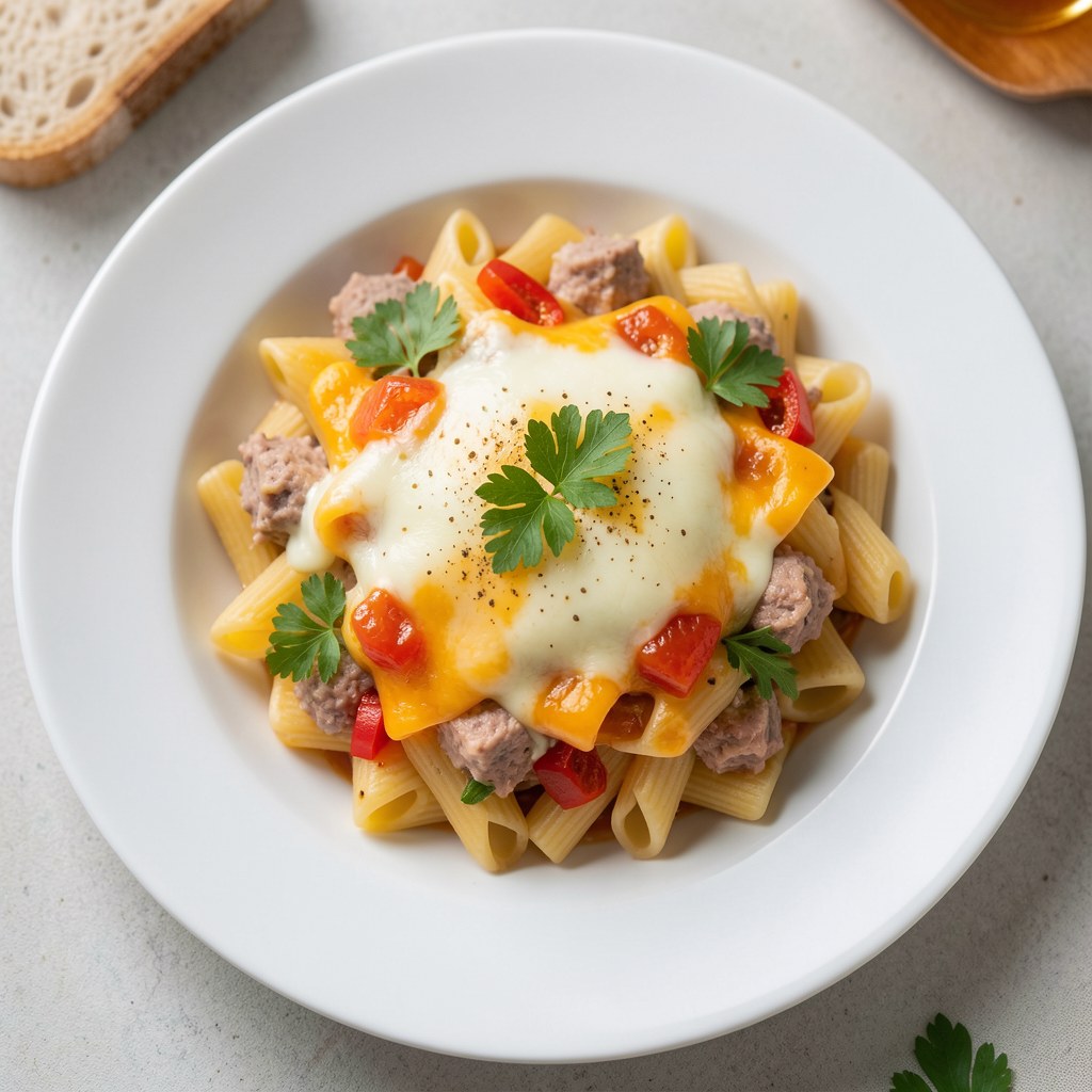 Pasta z pasztetu i serka topionego