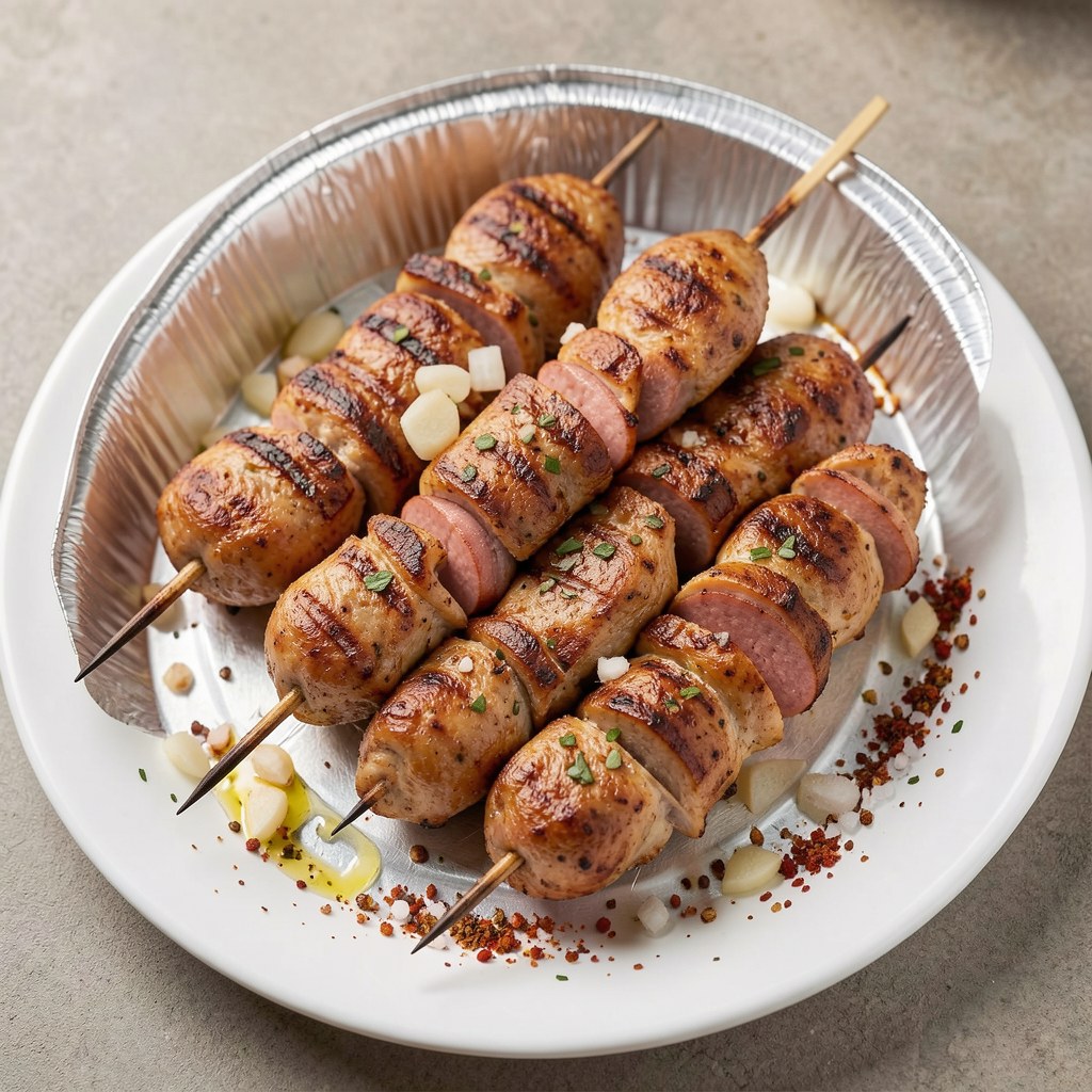 Grillowany kebab z kiełbaską